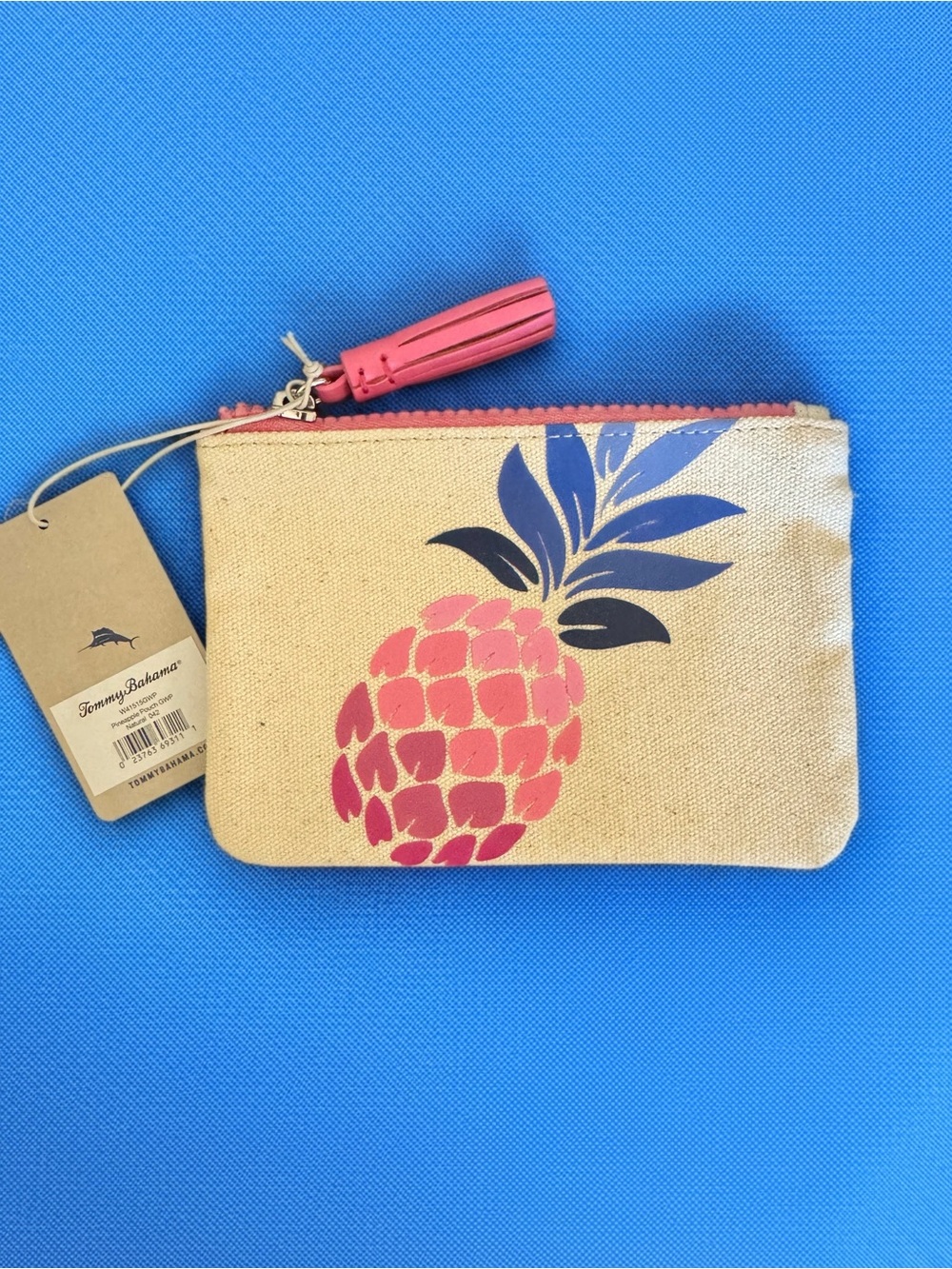 Tommy Bahama Pink Pineapple Canvas Zip Pouch